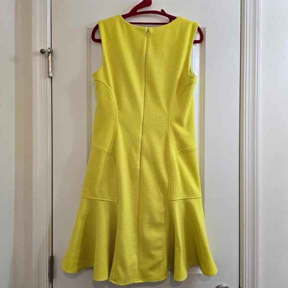 Betsey Johnson Dress - Yellow Textured Knit Stretch with Ruffle Hem - Picture 8 of 10
